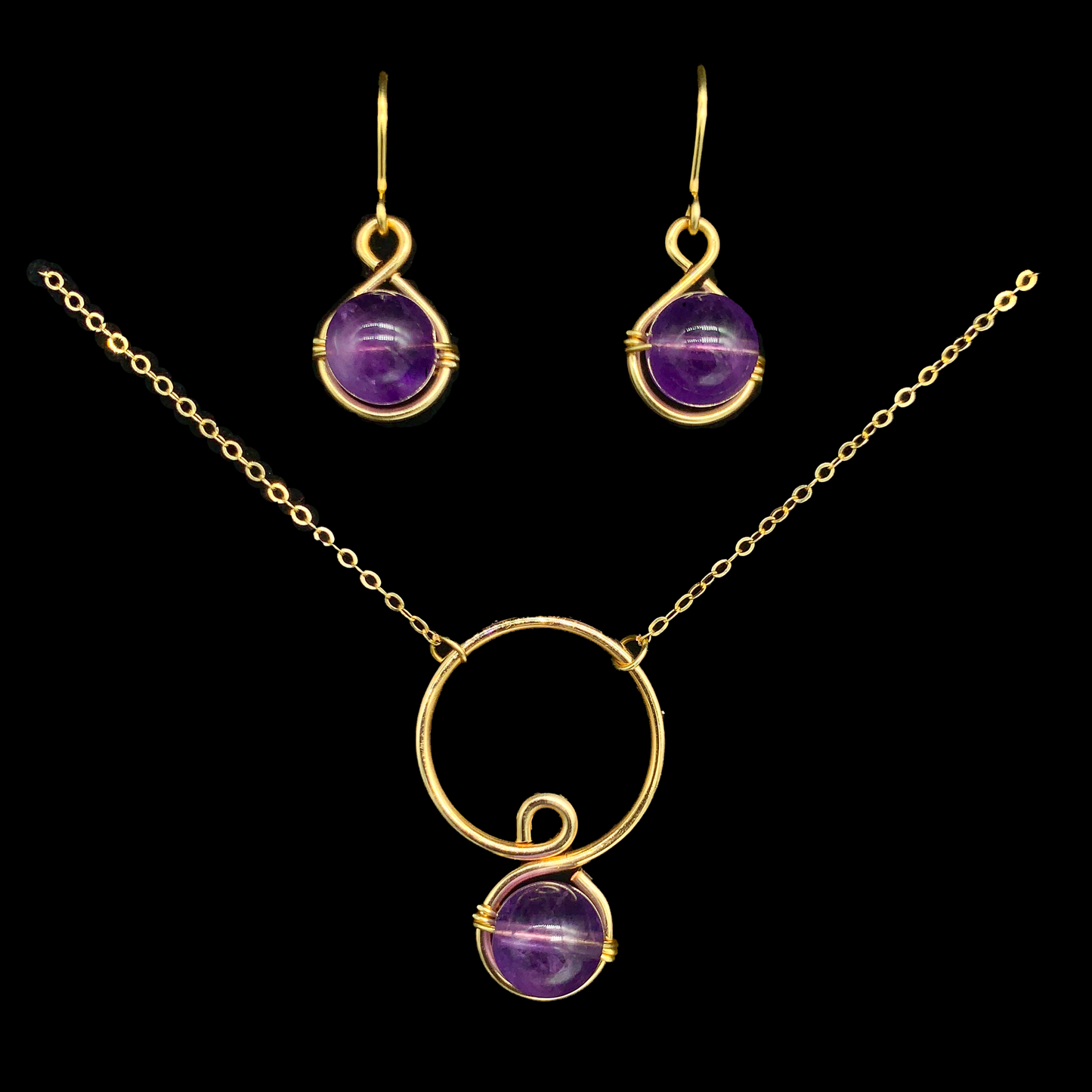 set collar aretes amatista gold filled