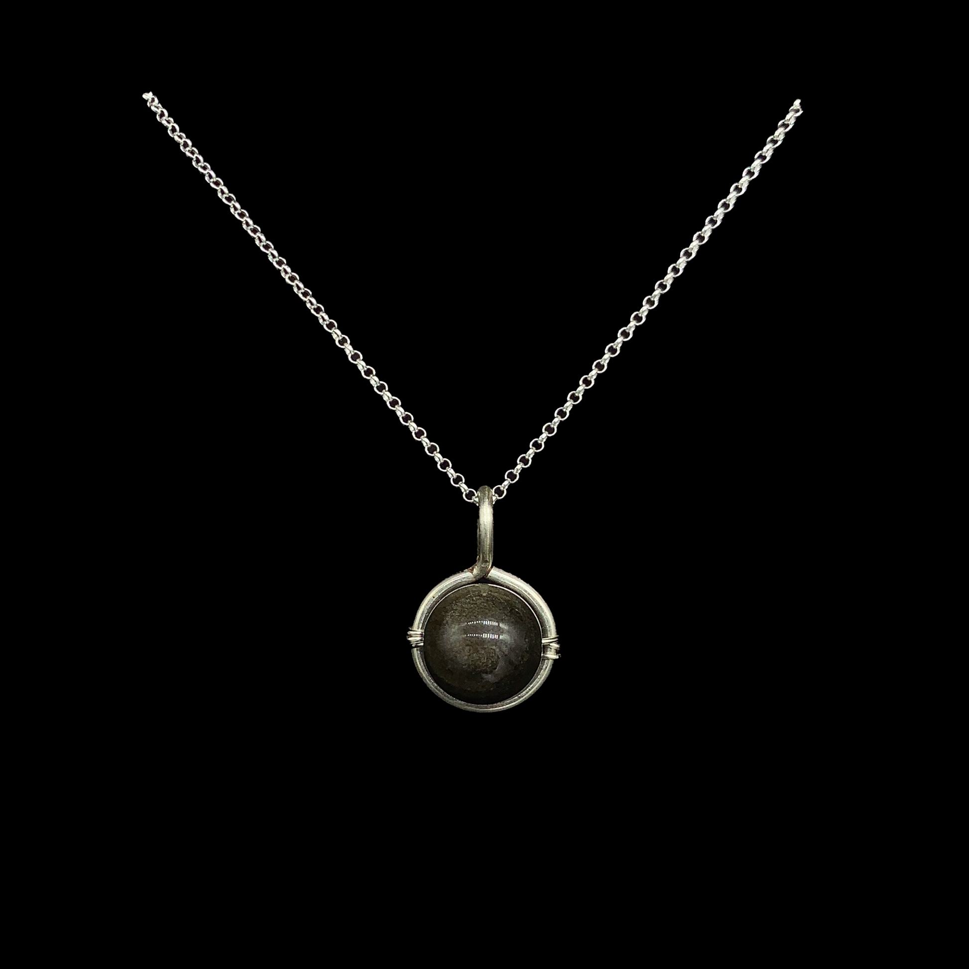 collar plata obsidiana