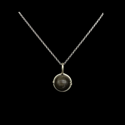collar plata obsidiana