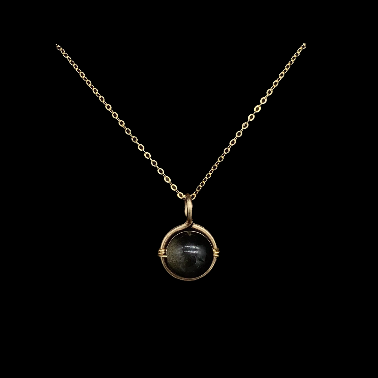 collar gold filled obsidiana