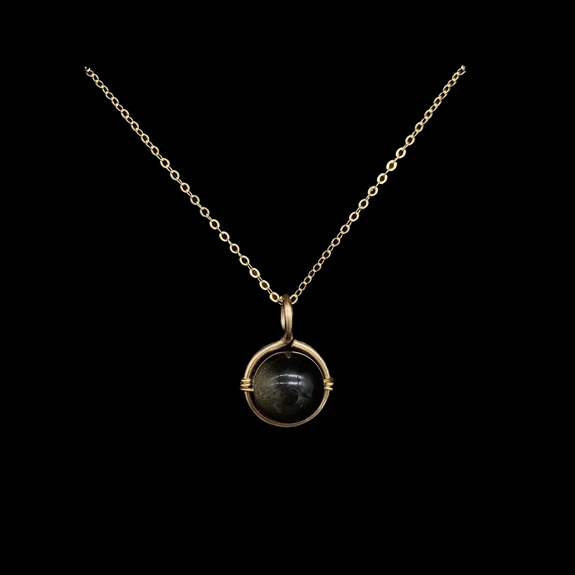 collar gold filled obsidiana