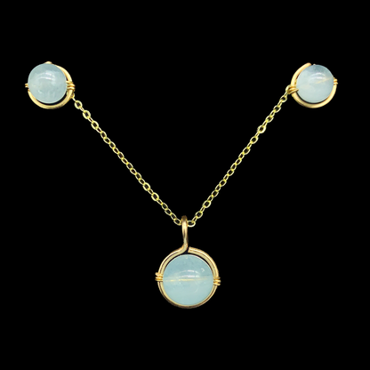 set collar aretes aguamarina gold filled