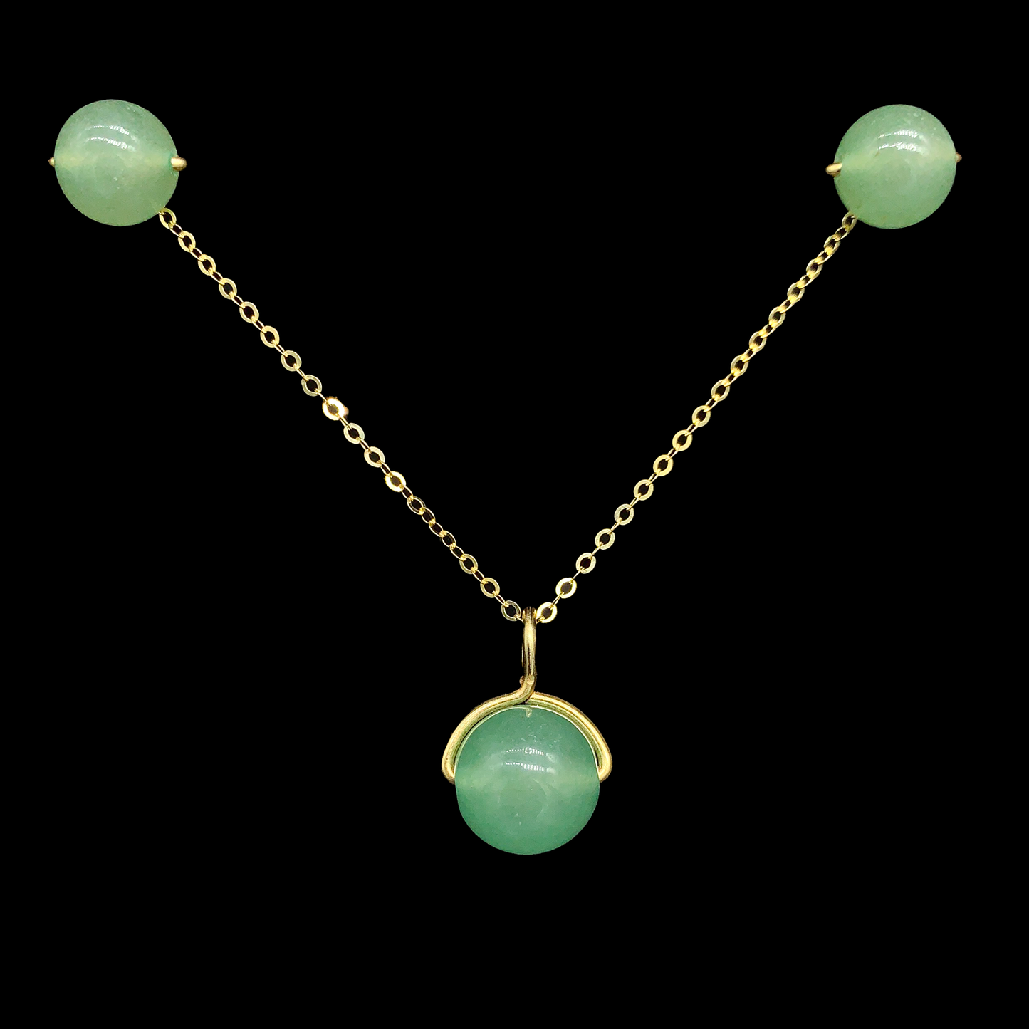 set collar aretes aventurina gold filled