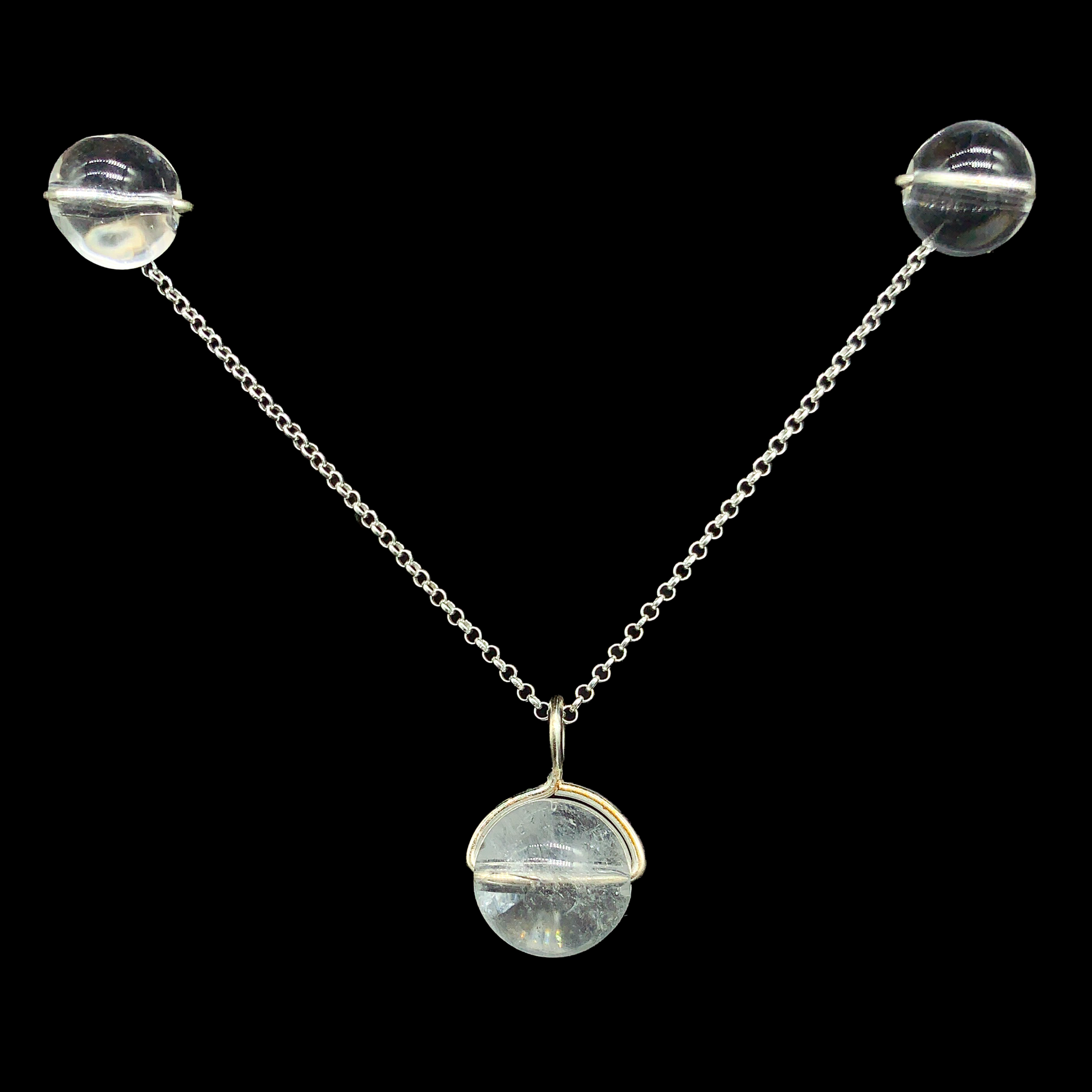 set collar aretes cuarzo cristal plata