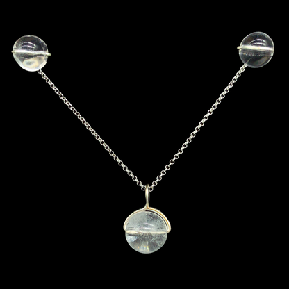 set collar aretes cuarzo cristal plata