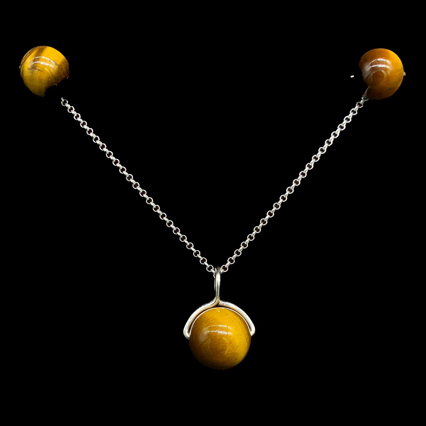 set collar aretes ojo de tigre gold filled